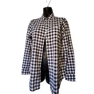 J. Crew Plaid Navy and White Button Down